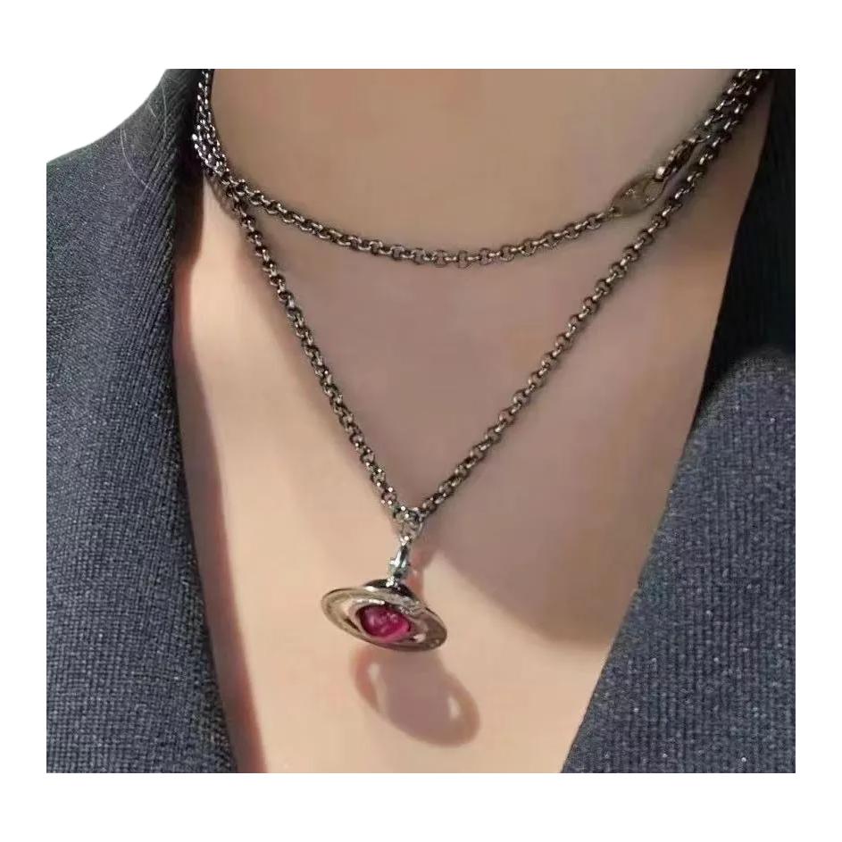 Vivienne Westwood Rhinestone Necklaces Women's Silver/Purple Vivienne Westwood Rhinestone Necklaces Women's Silver/Purple