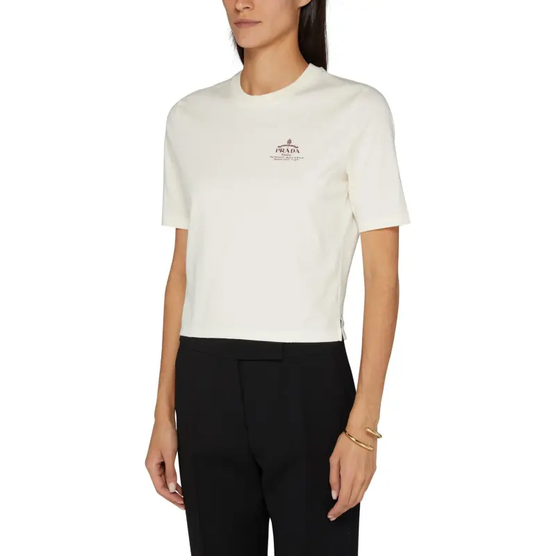 PRADA Logo Printed Crewneck T Shirt-4