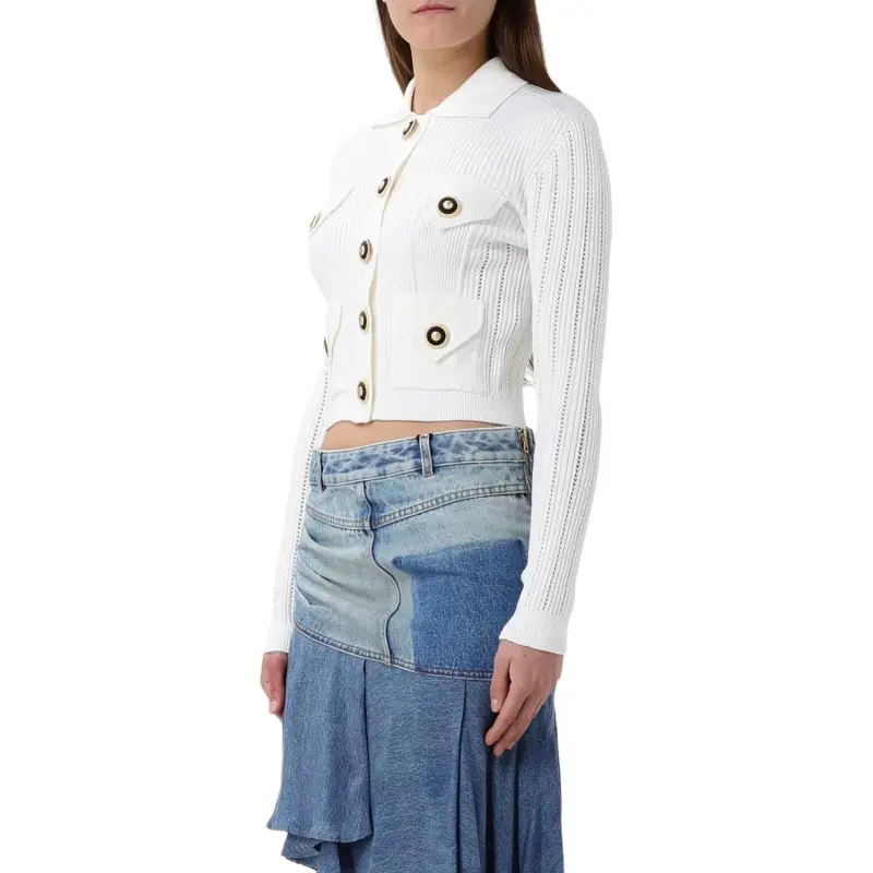 BALMAIN Long Sleeved Ribbed Knitted Cardigan-4