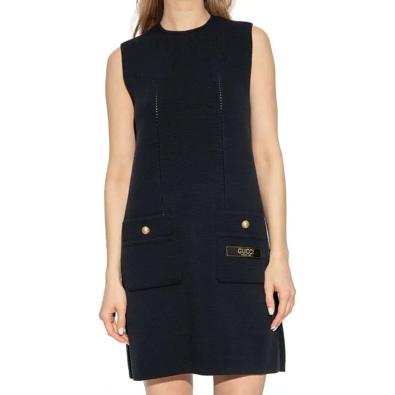 GUCCI Embroidered logo Wool Dress-1