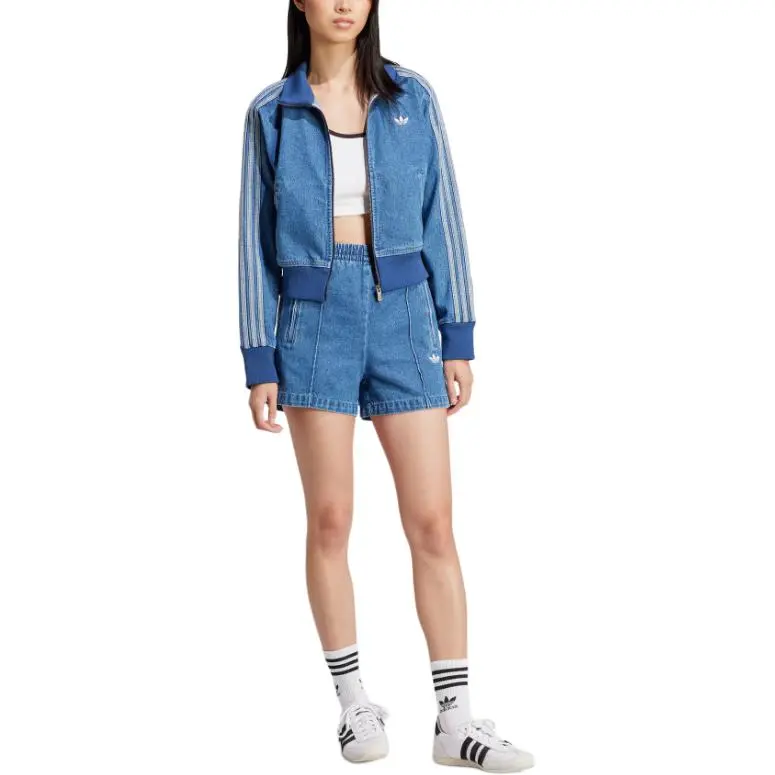 Adidas Women's Adicolor Denim Track Top Indigo Denim-1