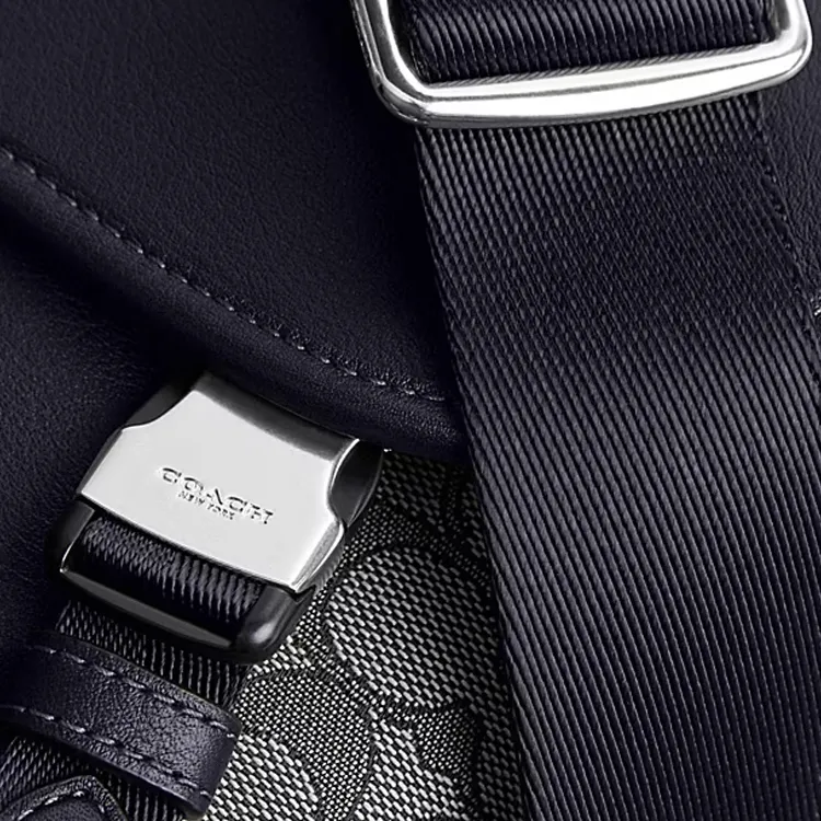 COACH League Jacquard With Calfskin Messenger Bag Handbag Shoulder Bag Crossbody Bag Large Size Men's Black-3