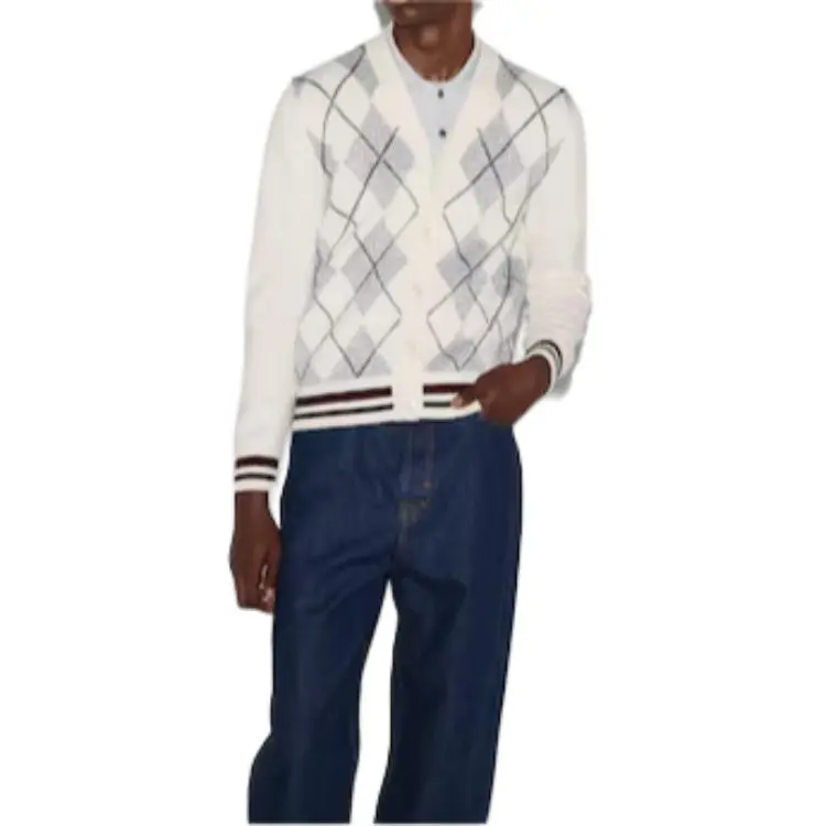 GUCCI Argyle Intarsia Knit Cardigan-2