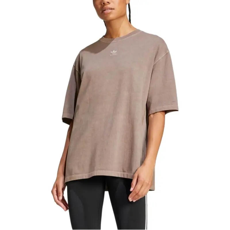 Adidas Originals SS25 Drop Shoulder Sleeve T Shirt Women's Shadow Trace Brown-1