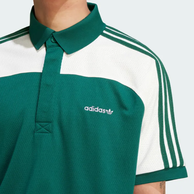 Adidas Originals '80s Premium 3 Stripes Archive Mock Mesh Polo Shirt-3