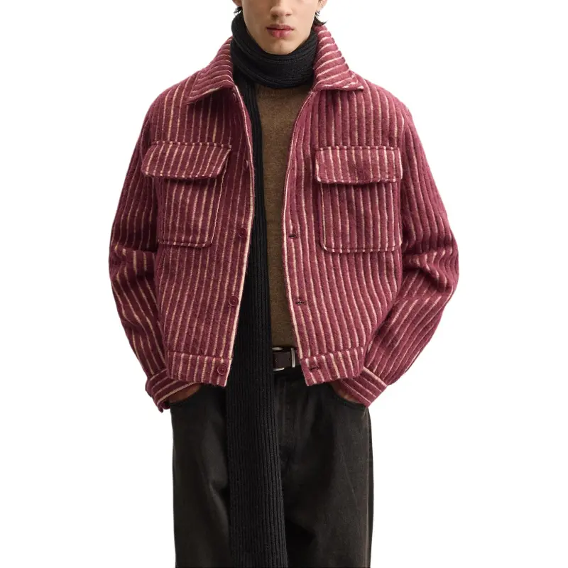 ZARA Jackets Coats Men's Overripe Plum Color-4