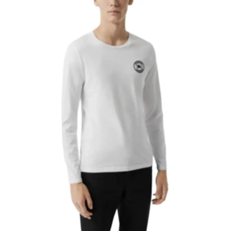 Burberry Embroidered Logo Cotton Long Sleeve T shirt-2