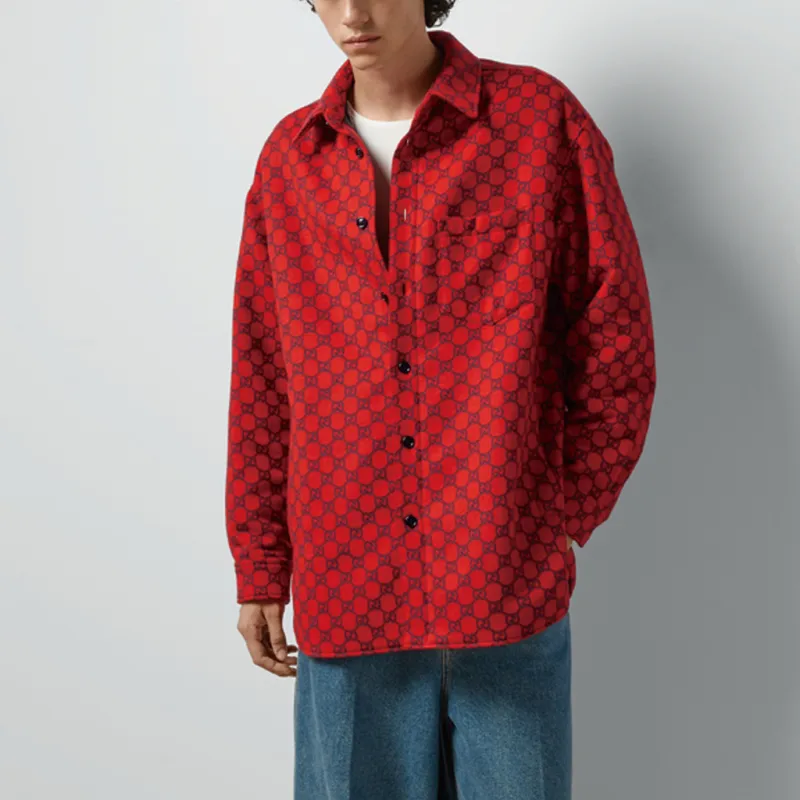 GUCCI Monogrammed Collared Long-Sleeve Shirt-6