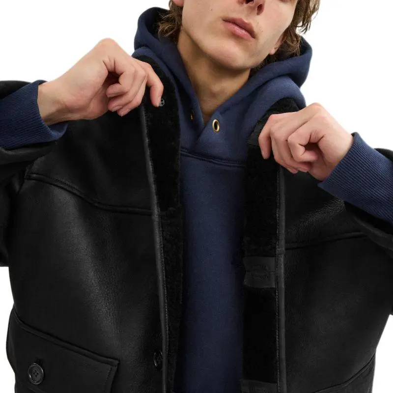 COACH Leather Jacket Men's Black-1