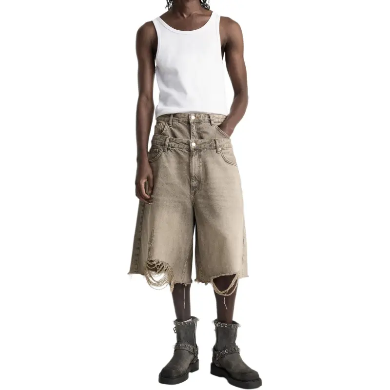 ZARA Denim Shorts Men's Light Brown-2