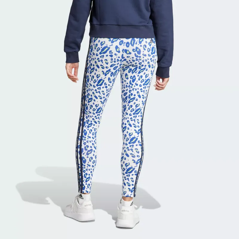 Adidas Essentials 3-Stripes Animal Print Leggings Leggings Women's Blue-2