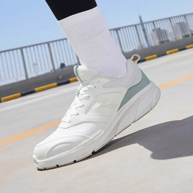 361° Non slip Lightweight Low Top Casual Running Shoes Women's White Green-3