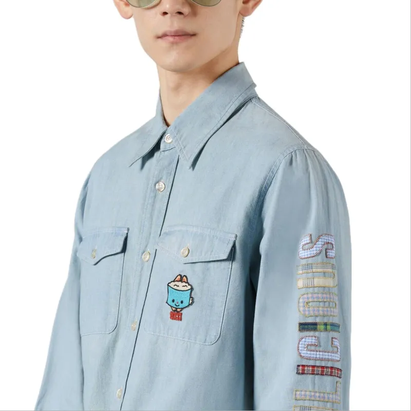 GUCCI Shirts Men Blue-3
