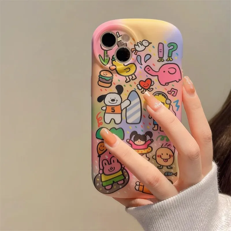 Wei Xin TPU Material Super Cute Animal Gradient Phone Cases Compatible With IPhone 16/15 Pro Max/Apple 13/14 Pro/Max-1