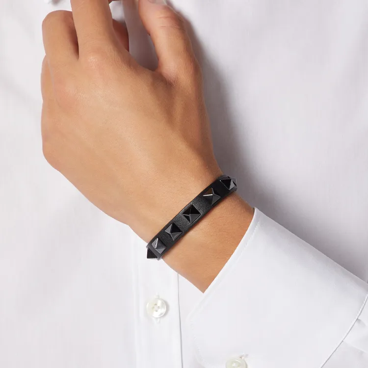 Valentino Leather Rockstud Bracelet-2