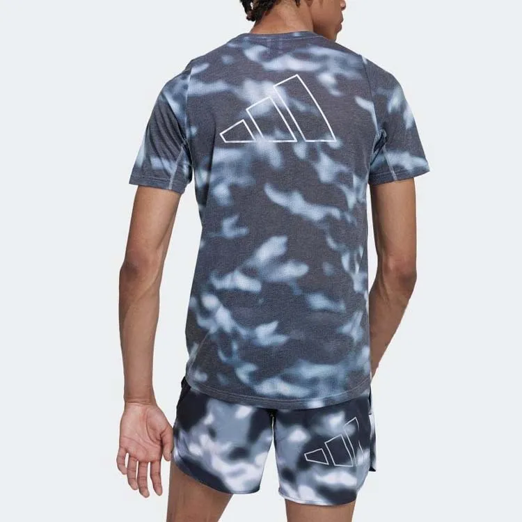 Adidas Run Icons 3 Bar Allover Print Running Tee-2