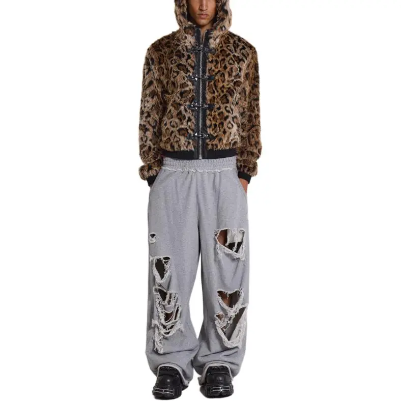 Jaded London Drift Series Drift Collection Distressed Grey Marl Loopback Monster Joggers Casual Pants Men's Gray-3