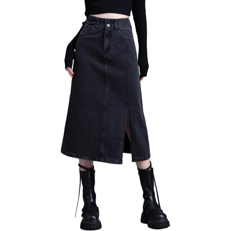 You Cow Me Pants Casual Long Skirt Women's Black-3