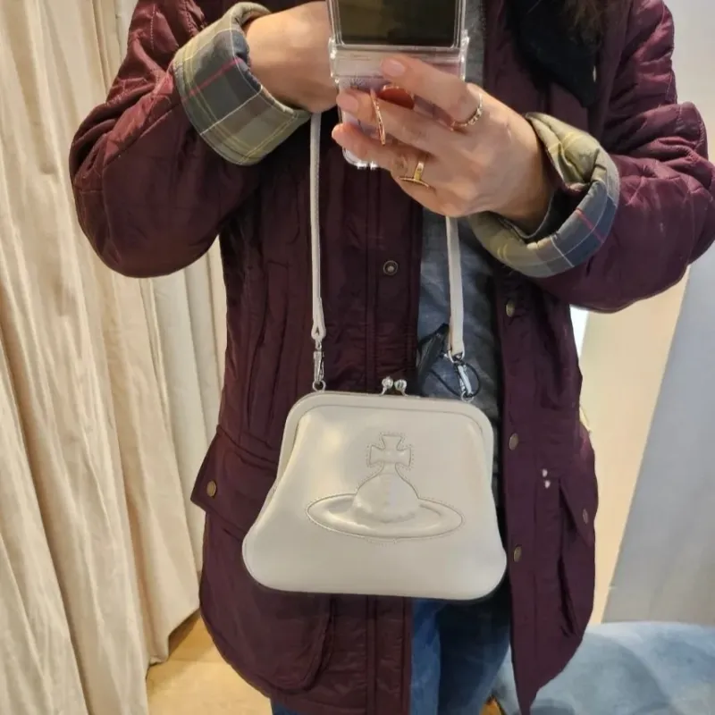 Vivienne Westwood Leather Underarm Crossbody Bag, Shoulder Bag Regular Women's Cream-4