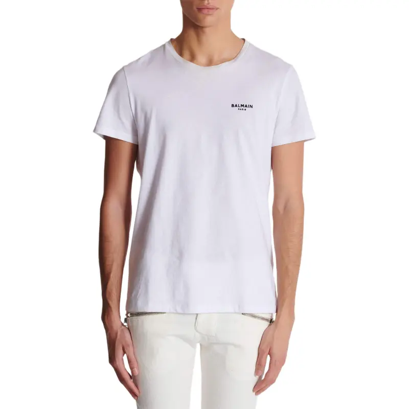 BALMAIN Flocked Logo Crewneck T Shirt-2