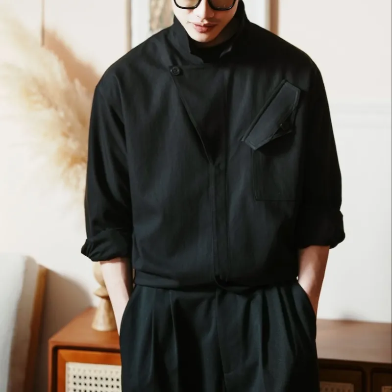 SAME FLOW Couple Shirt Men's Black-2