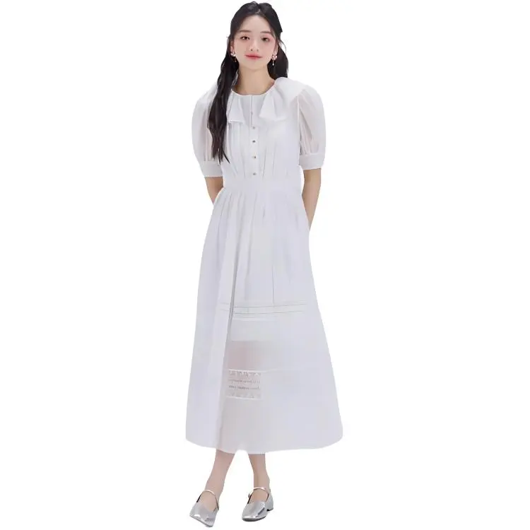 DEAR DEER PUFF Short Sleeved Dresses Women's White-4