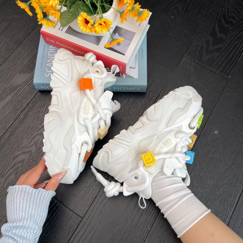 ZHR Starry Sky Flying Fish Breathable Lightweight Height Increasing Low Top Chunky Sneakers Unisex-4