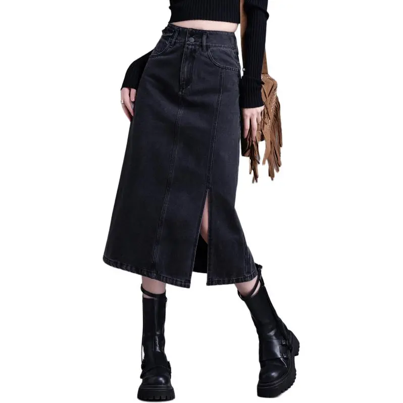 You Cow Me Pants Casual Long Skirt Women's Black-4