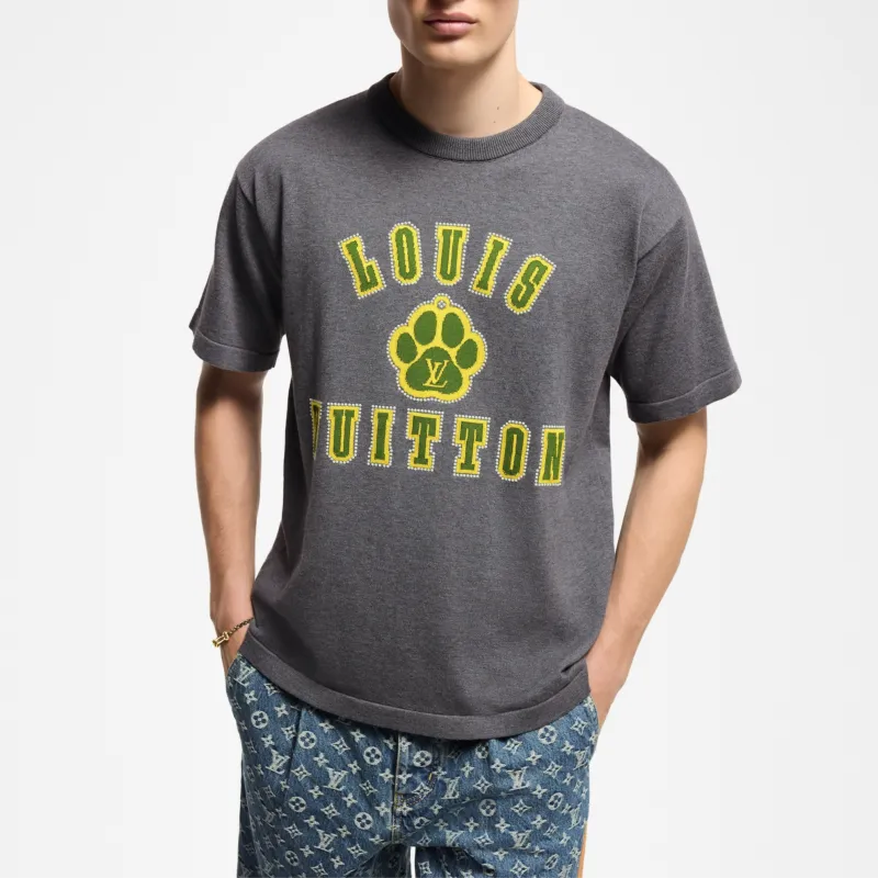 LOUIS VUITTON Embellished Short Sleeved Cotton Crewneck-4