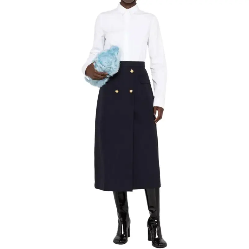 Alexander McQueen Pleated Button Detailed Midi Skirt-2