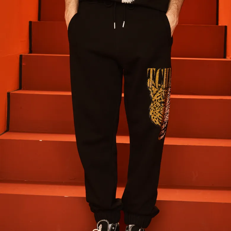 TCH Casual Pants Unisex Black Base Gold Logo-2