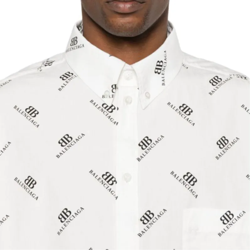 Balenciaga Allover Bb Logo Printed Long Sleeved Shirt-5