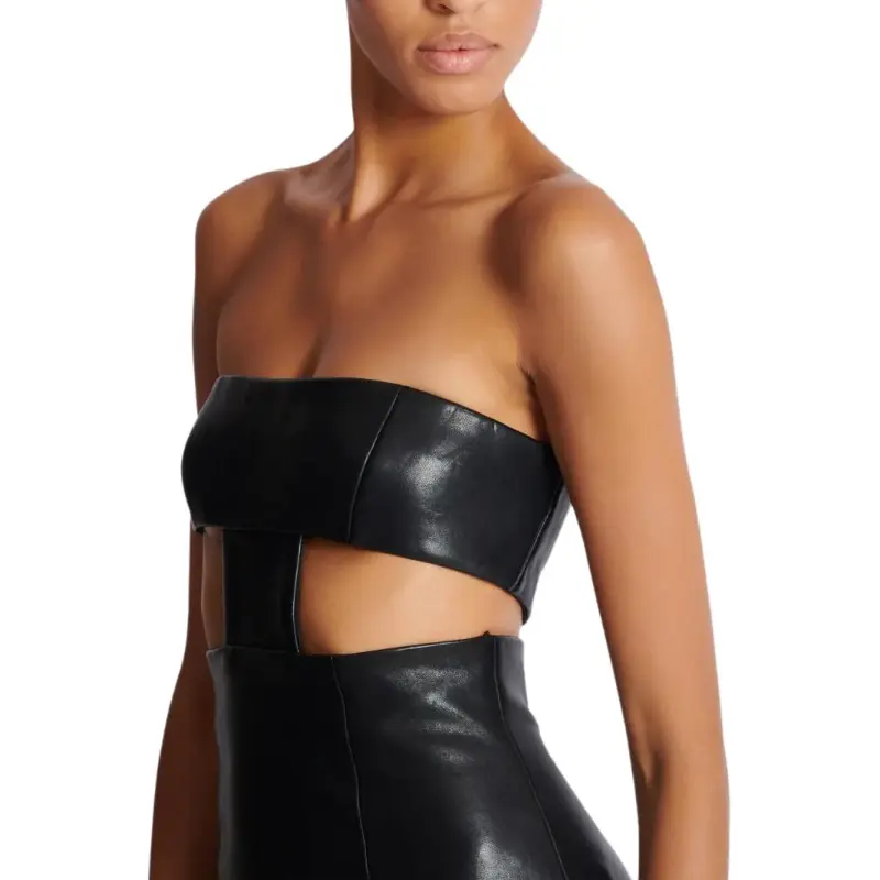 BALMAIN Strapless Leather Mini Dress-6