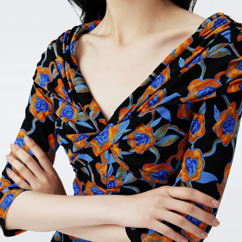 DVF Diane Von Furstenberg SS24 Long-Sleeved Dresses Women's Coffee-5