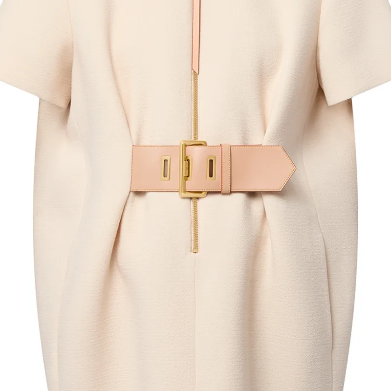Lv Belted Crepe T Shirt Dress-1