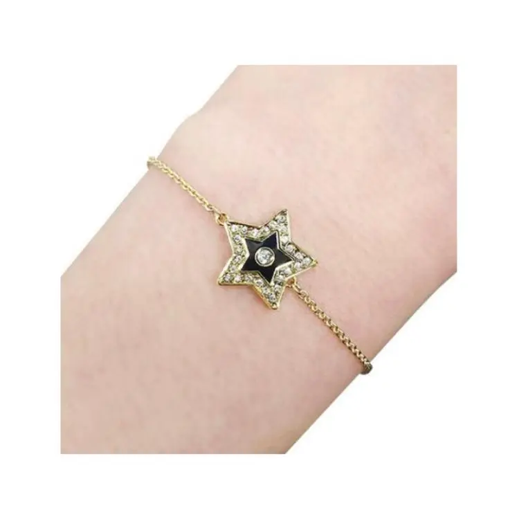 TORY BURCH 18K Gold Plated Brass Enamel Crystal Bracelets Women's Gold-3