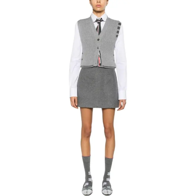 THOM BROWNE Button Up Cropped Vest-2