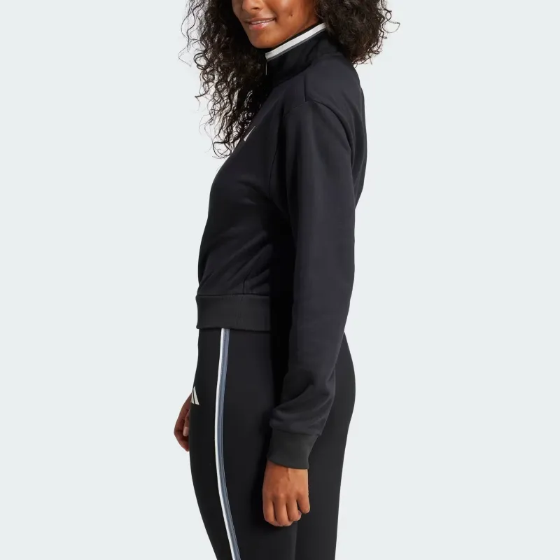 Adidas Free Shipping With AdiClub Essentials Color Pop French Terry Crop Quarter Zip Track Jacket-2