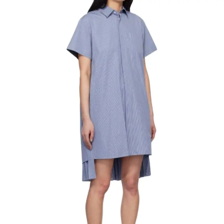 Sacai Striped Pleated Midi Chemisier Dress-3
