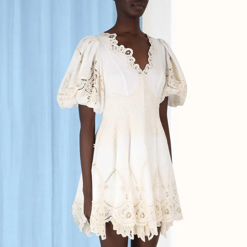 Zimmermann Short-Sleeved Dresses Women's Ivory White-5