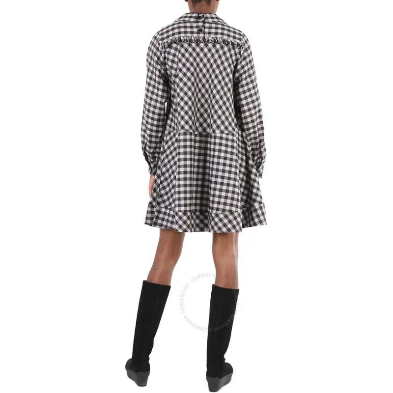 KENZO Gingham-Check Ruffle Hem Midi Dress-3