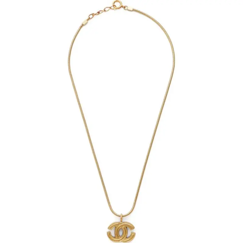 CHANEL 2001 Cc Logo Pendant Necklace-1