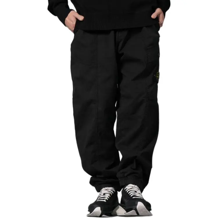 STONE ISLAND Logo Patch Tapered Leg Trousers-1