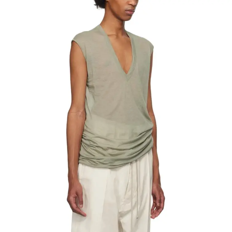 RICK OWENS Plunging V neck T shirt-2