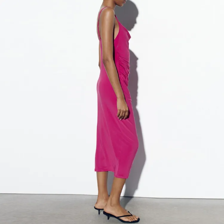 ZARA Slip Dress Women's Dark Purple Red-4