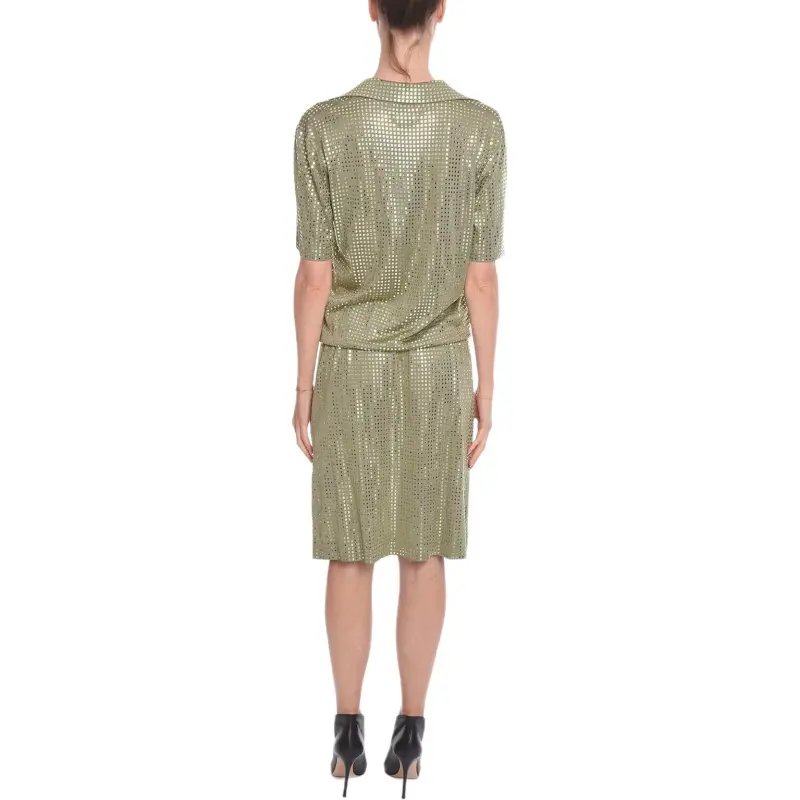 Bottega Veneta Short Sleeved Dress Women's Sage Green-1