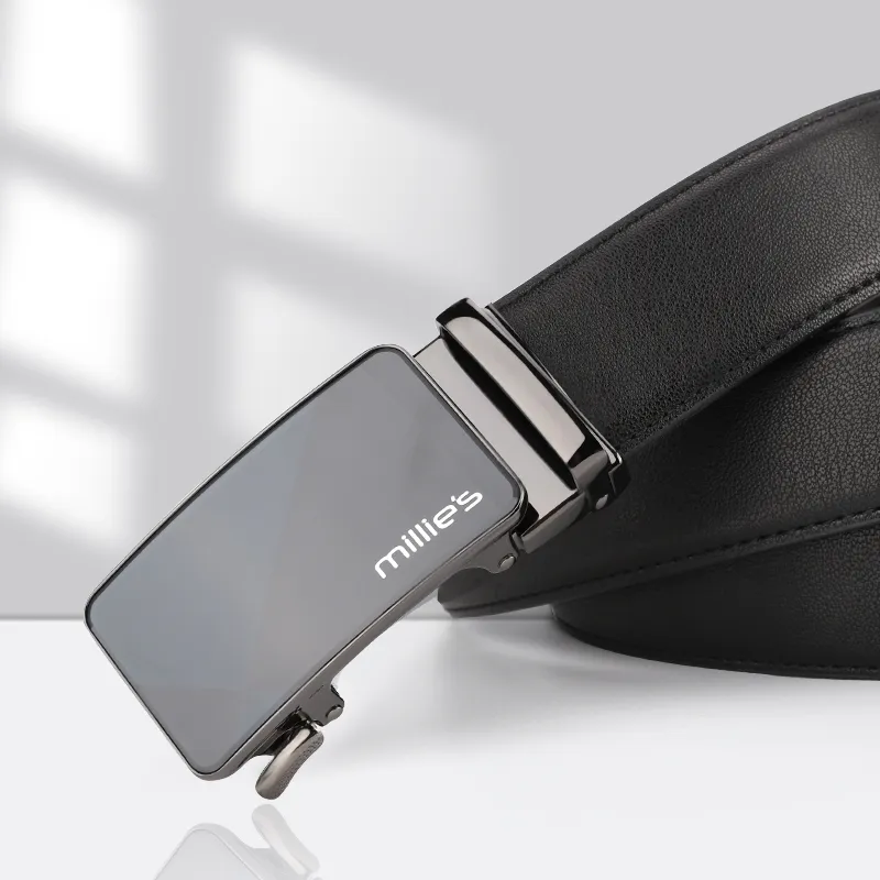 MILLIE'S Genuine Leather High End Business Men's Automatic Buckle Belt Leather Belts Men's Width  3.5cm-6