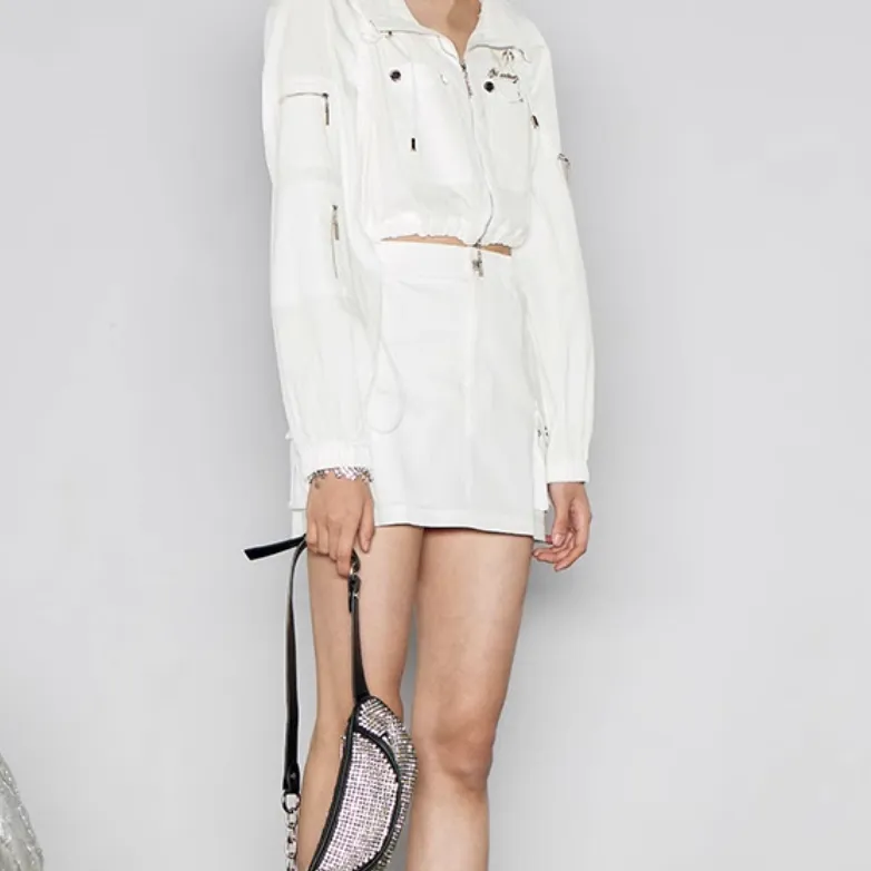 GIMING Casual Short Skirts Women's White-3