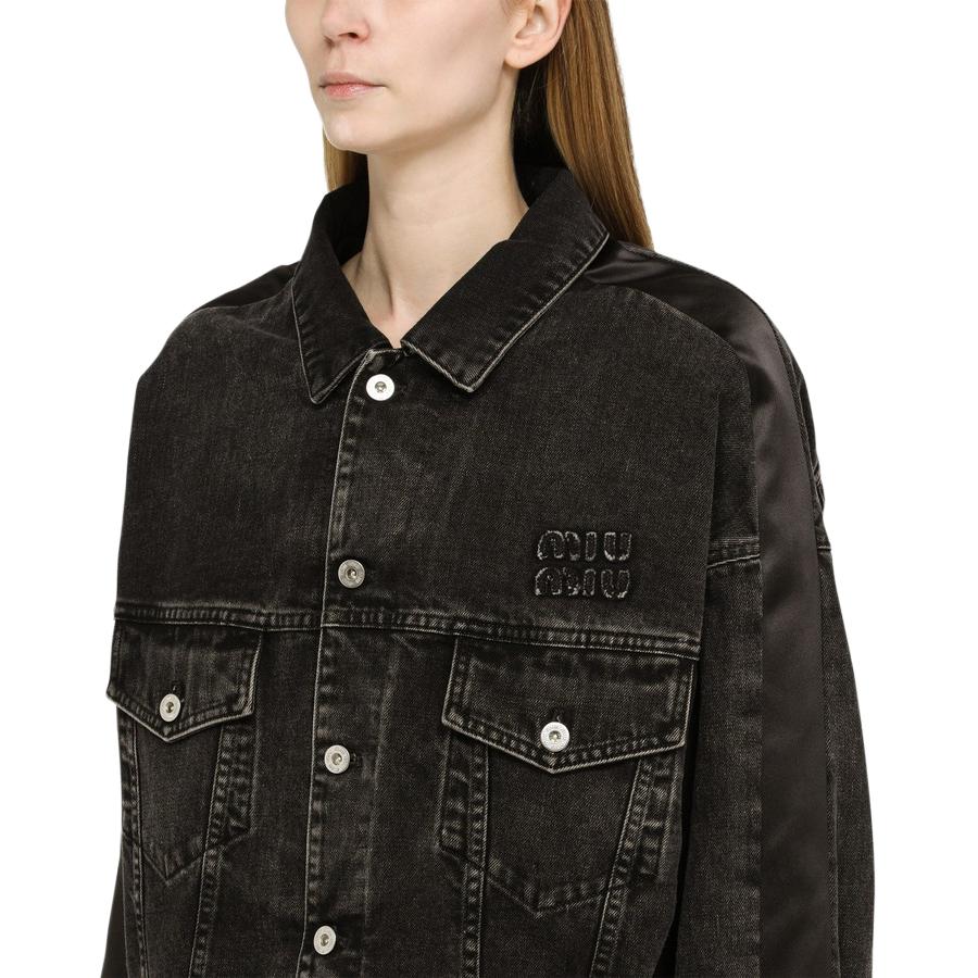 ジャケット MIU MIU DENIM JACKETS NERO MIU MIU Denim Jacket Women's Black 38 - POIZON