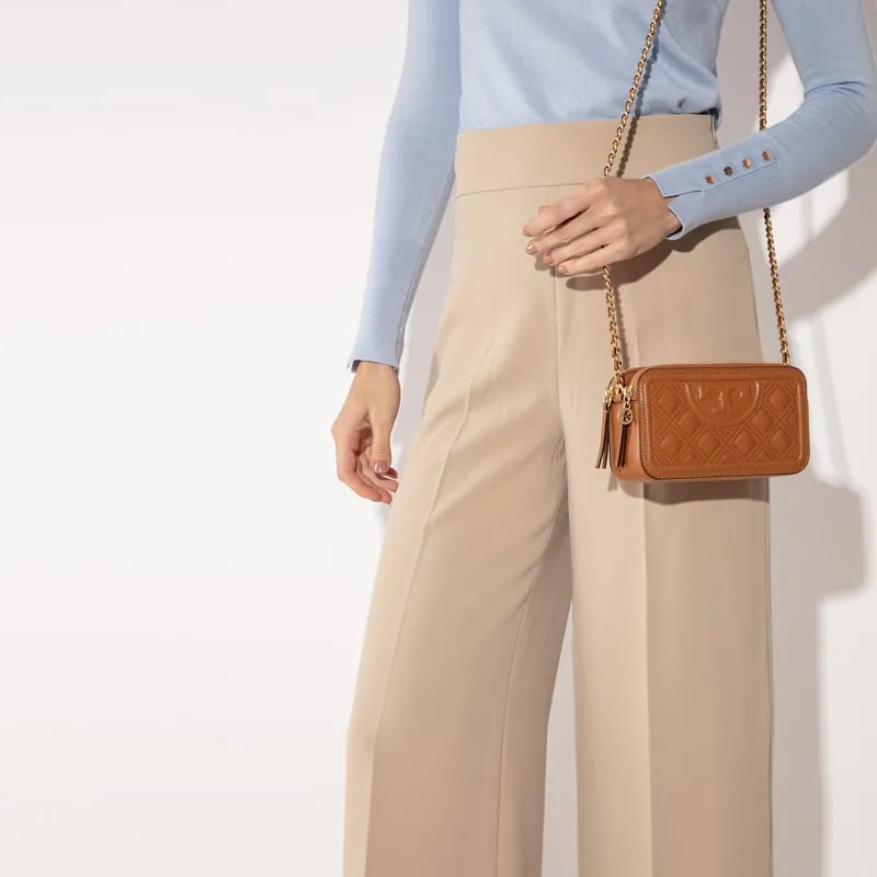 TORY BURCH Fleming Lambskin Camera Bag, Crossbody Bag, Shoulder Bag Women's Tea Brown-4